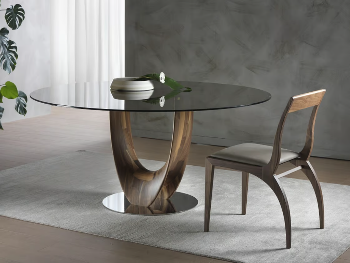 AXIS - Round wood and glass table _ Pacini & Cappellini